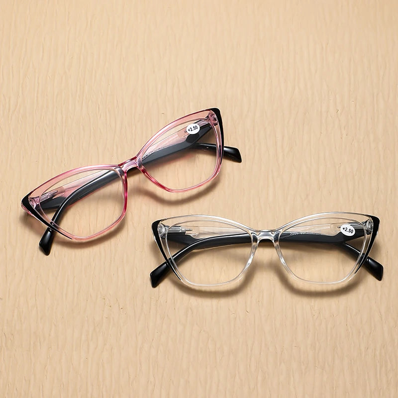 Retro Plastic Cat Eye Reading Glasses Cleat Lens Anti Blue Light Presbyopia Hyperopia Men Reading Eyeglasses +1.0 +1.5