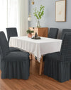 1PC Seersucker Chair Cover with Skirt Stretch Wedding Chairs Covers Dining Room Universal Size Seat Slipcovers for Banquet Party