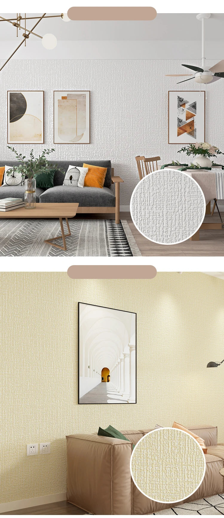 50cmX2.8/5/10m Linen Solid Color 3D Thickened Waterproof Foam Self-adhesive Background Wall Renovation Wallpaper Wall Stickers