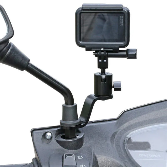 Motorcycle Rearview Mirror Action Camera Mount 360 Degree Adjustable Aluminum Alloy Rotating Bracket for Sports Cameras