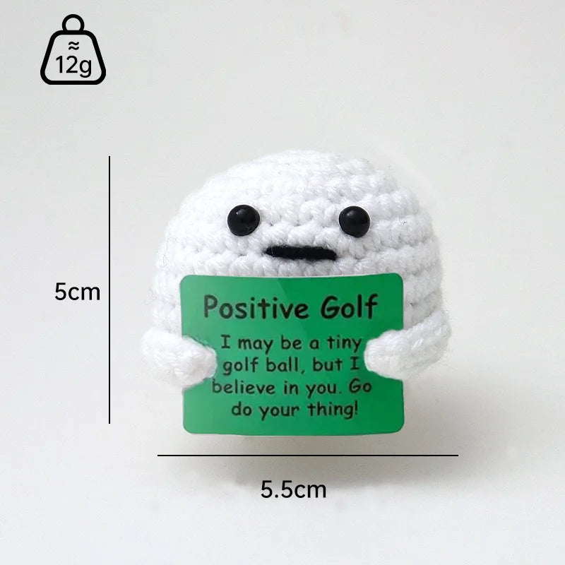 3 Pcs Positive Crochet Hedgehog Doll with Affirmation Card Home Room Decoration Funny Handmade Plush Doll Ornaments Christmas Gifts