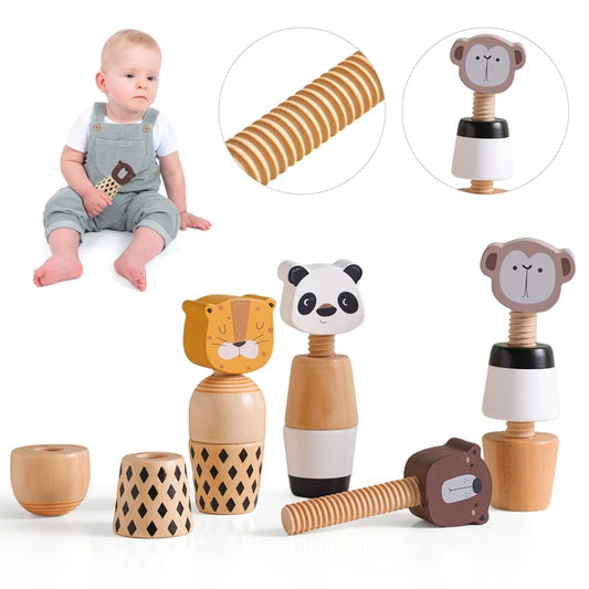 Children Wooden Screw Nut Disassembly Shape Color Matching Building Blocks Montessori Sudoku Game Educational Toys for Kids Gift