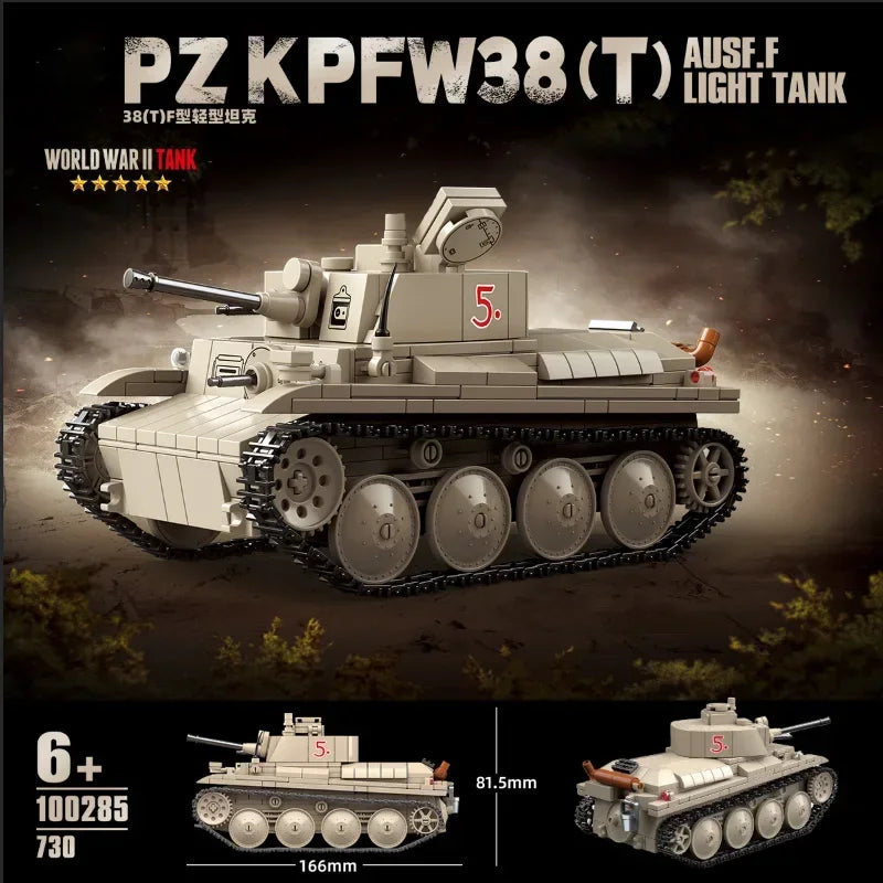 Ww2 Military World War German Leopard Medium Tank Building Blocks Bricks  Educational Toys for  Boy Christmas Gifts