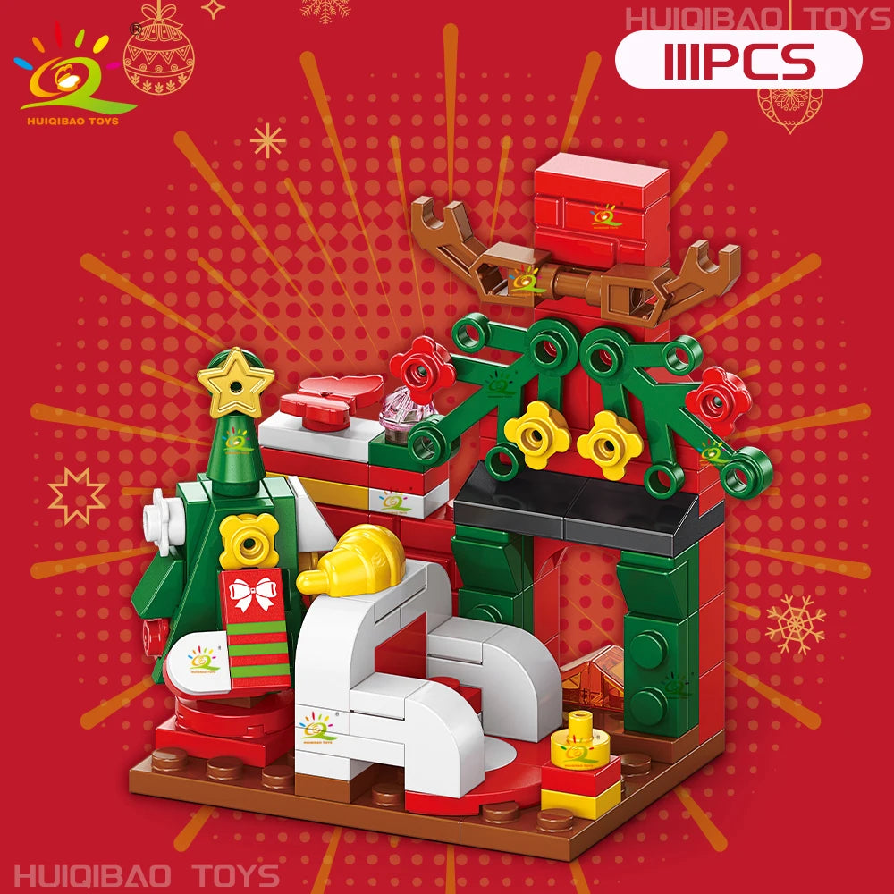 Christmas 8IN1 Santa Claus Tree Model Building Block DIY Elk Snowman Bricks Ornament Toys for  Adult Gift