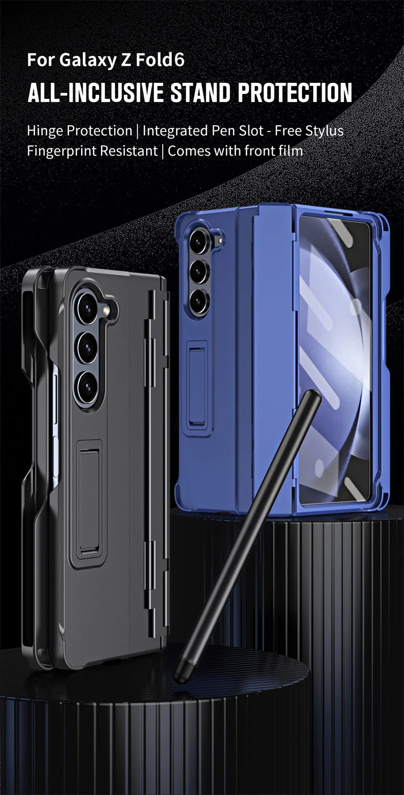 Phone Case With Pen Slot Stylus Hinge bracket Shell Membrane For Samsung Galaxy Z Fold 5 4 3 Case All-Inclusive Z Fold 6 3 Cover