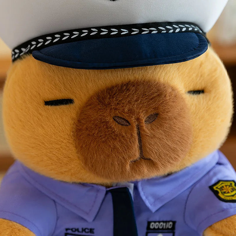 Cute Capybara Police Plush Toy Soft Stuffed Pillow