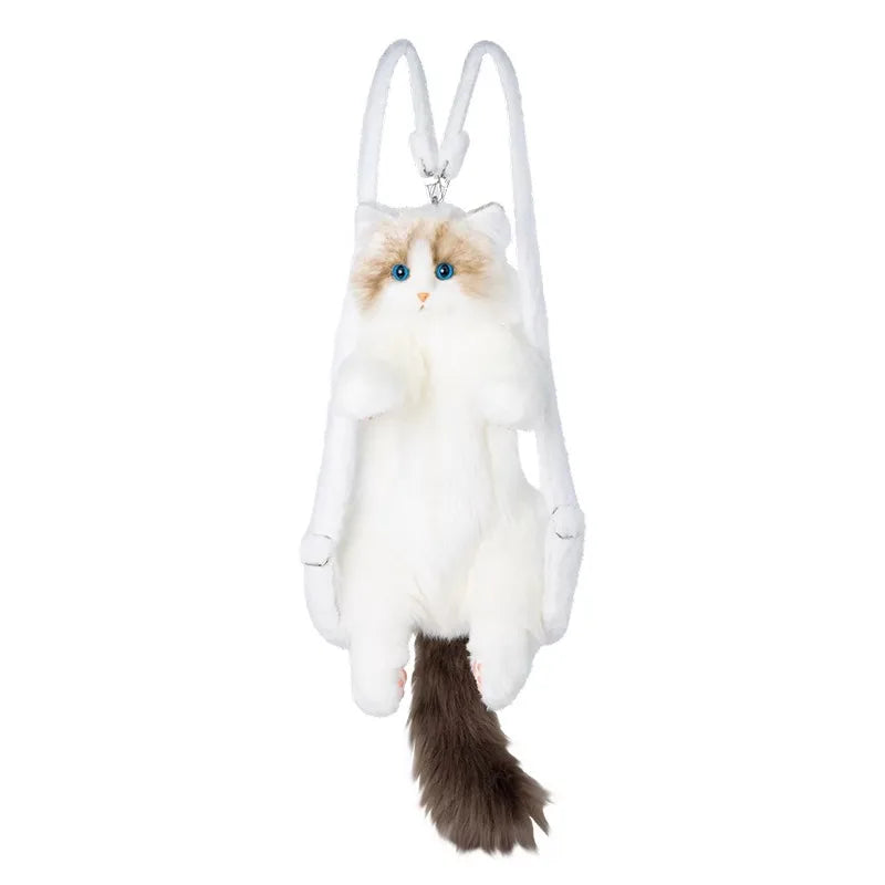 Cute Cat Plush Backpack Soft Cartoon School Bag