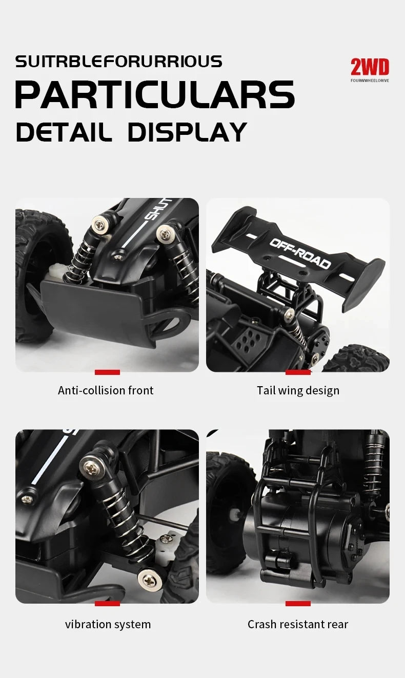 Remote Control Car RC Drift Racing 1:16 Vehicle Off Road Alloy 2.4G Radio High-Speed Trucks With LED Light Climbing Gift Toy