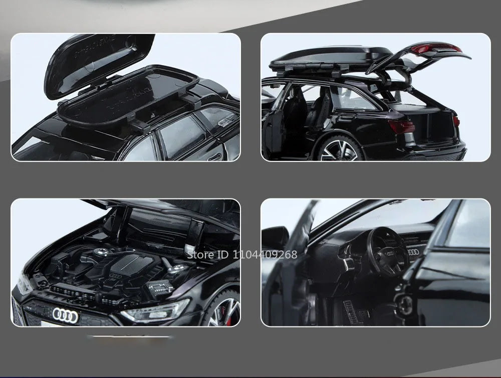 1:32 Scale RS6 RS7 Car Model Toy Alloy Diecast Doors Opened Simulation Sound Light Pull Back Vehicle Models Ornaments Boys Gifts