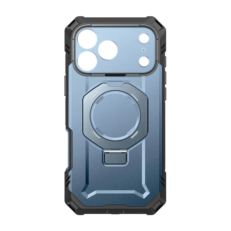 Rugged Magnetic Phone Case with Tempered Glass Screen Protector and Aluminium Kickstand for iPhone 17 Pro and iPhone 18 Pro