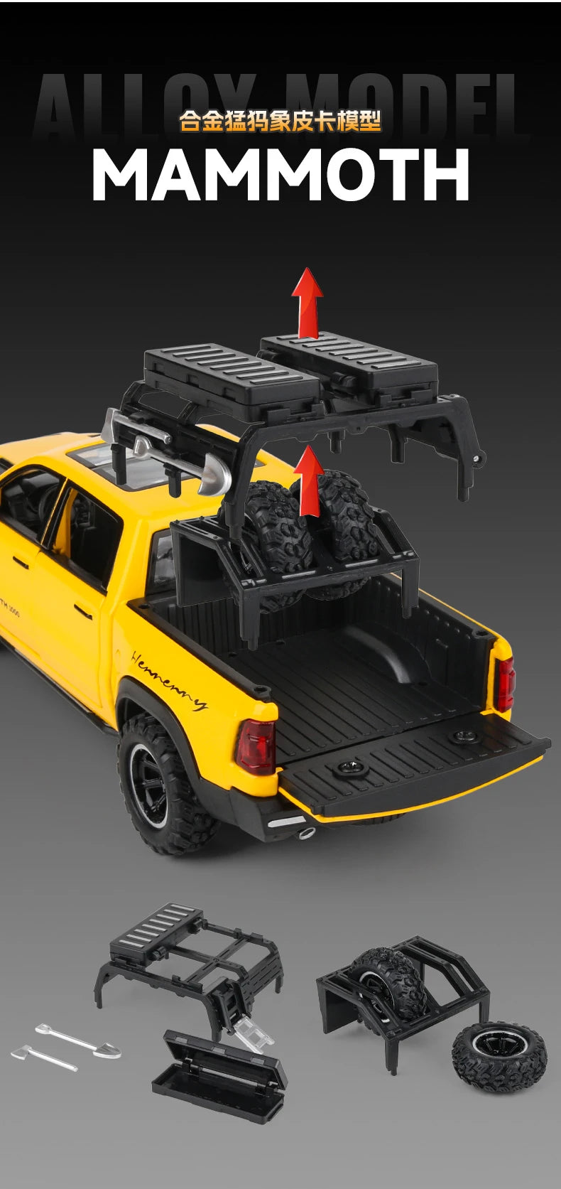 1:32 Dodge RAM 1000 TRX Mammoth Metal Diecast Alloy Car Model Car Central Control Decoration Ornaments Gift With Boyfriend Goods
