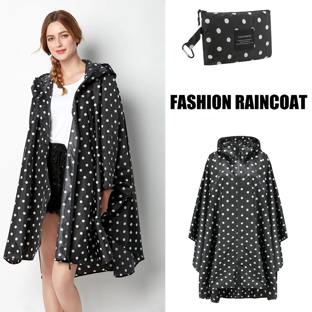 Lightweight Breathable Waterproof Rain Poncho with Belt and Storage Bag