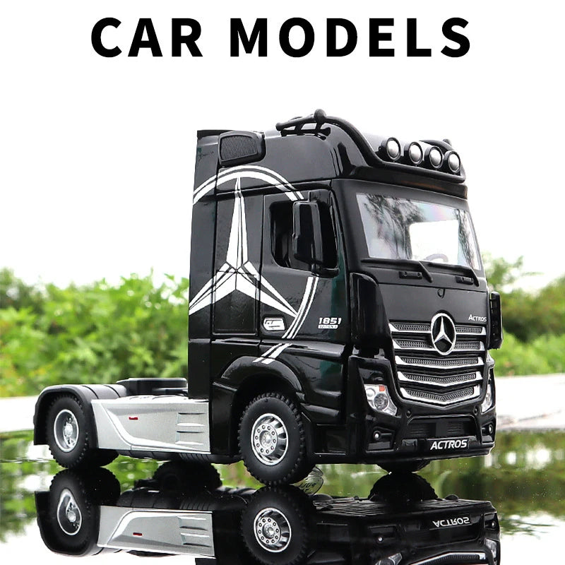1/36 Alloy Container Trailer Truck Head Car Model Toy Diecast Metal Engineering Transport Vehicle Model Cars for ren Gifts
