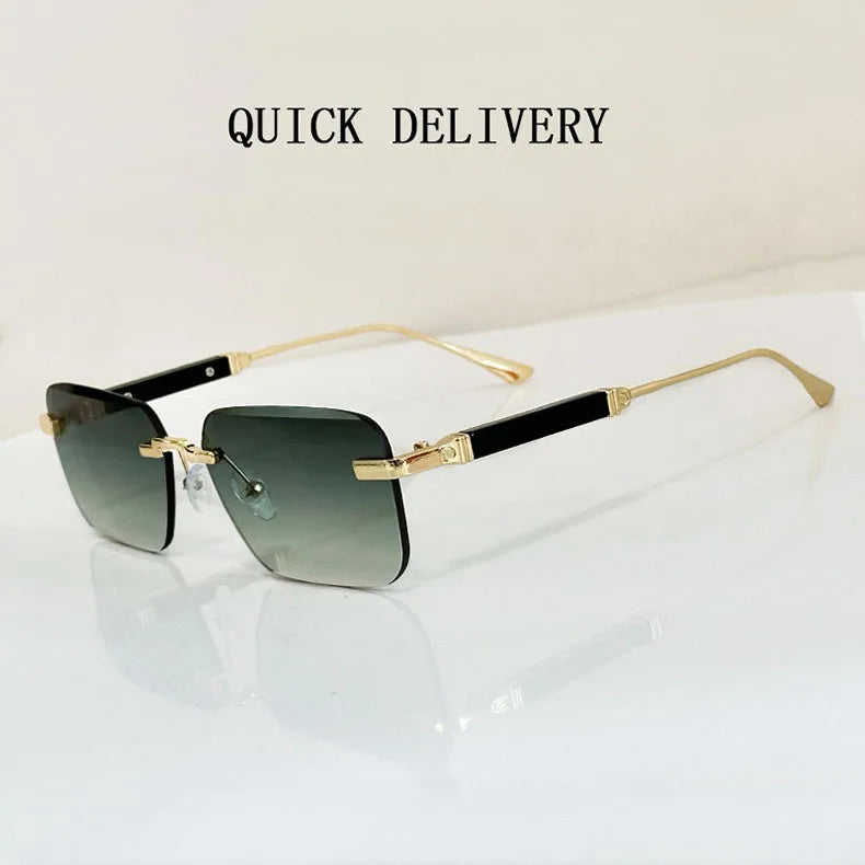 Rimless Square Sunglasses With UV400 Protection
