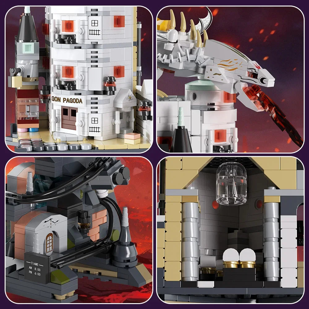 1000pcs Gringottses Wizard Tower Magic World Dragon MOC Building Bricks Set Blocks Toys for  Adult Birthday Gifts