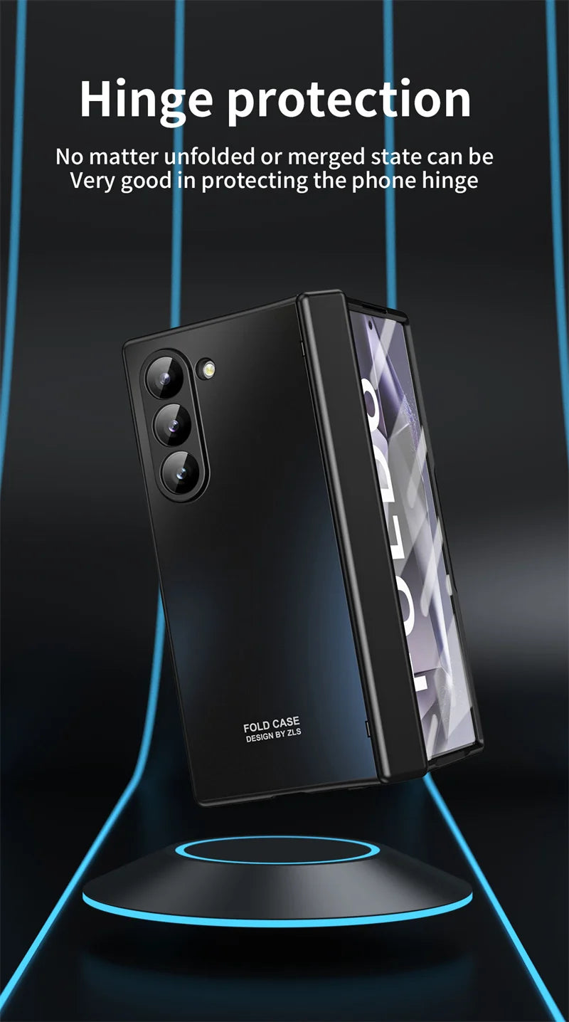 Anti-Shock Frosted Plating Full Body Case for Samsung Galaxy Z Fold 4 Fold4 Fold5 Fold3 Fold 5 3 2 5G fold2 Screen Glass film ﻿