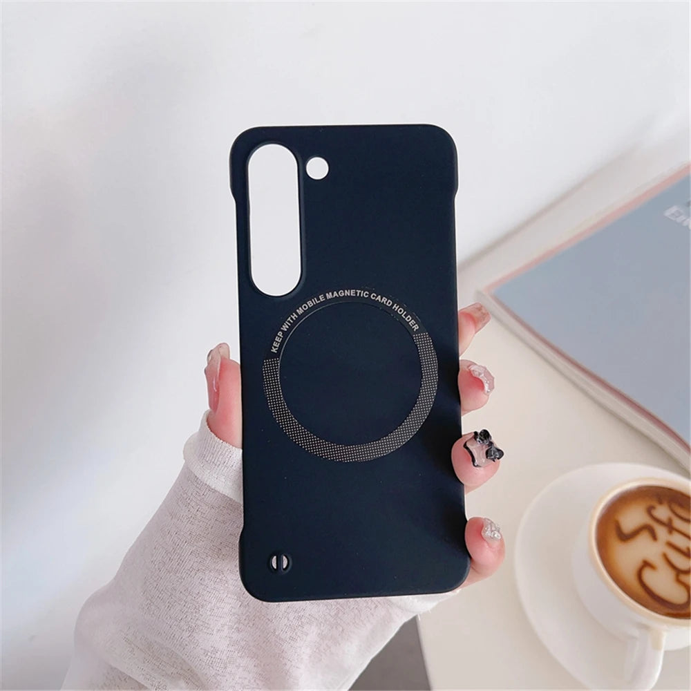 Luxury Ultra Thin Frameless  For Magsafe Case For Samsung S24 S23 Ultra S22 Plus S21 S20 FE Slim Hard PC Matte Cover