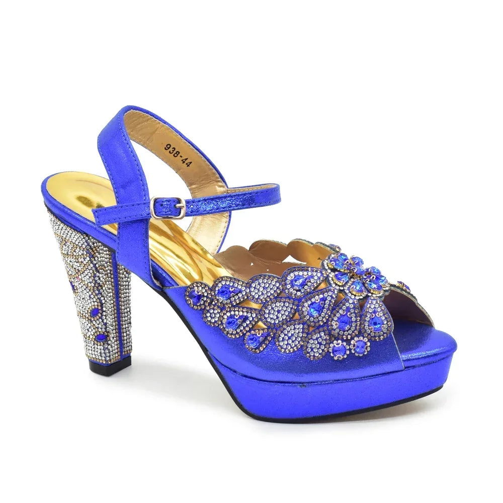 New Arrival Women's Wedding Pumps Decorated with Rhinestone Fashion Design for Nigeria Wedding Party Ladies Shoes Elegant Pumps