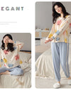 Women’s Cute Lazy Style Cotton Pajama Set – Soft, Loose Long Sleeves & Pants