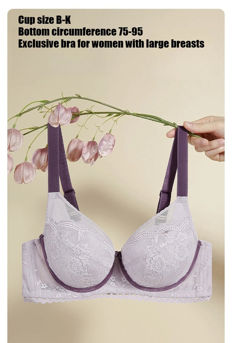 Womens Lace Thin Cup Push Up Underwire Bra