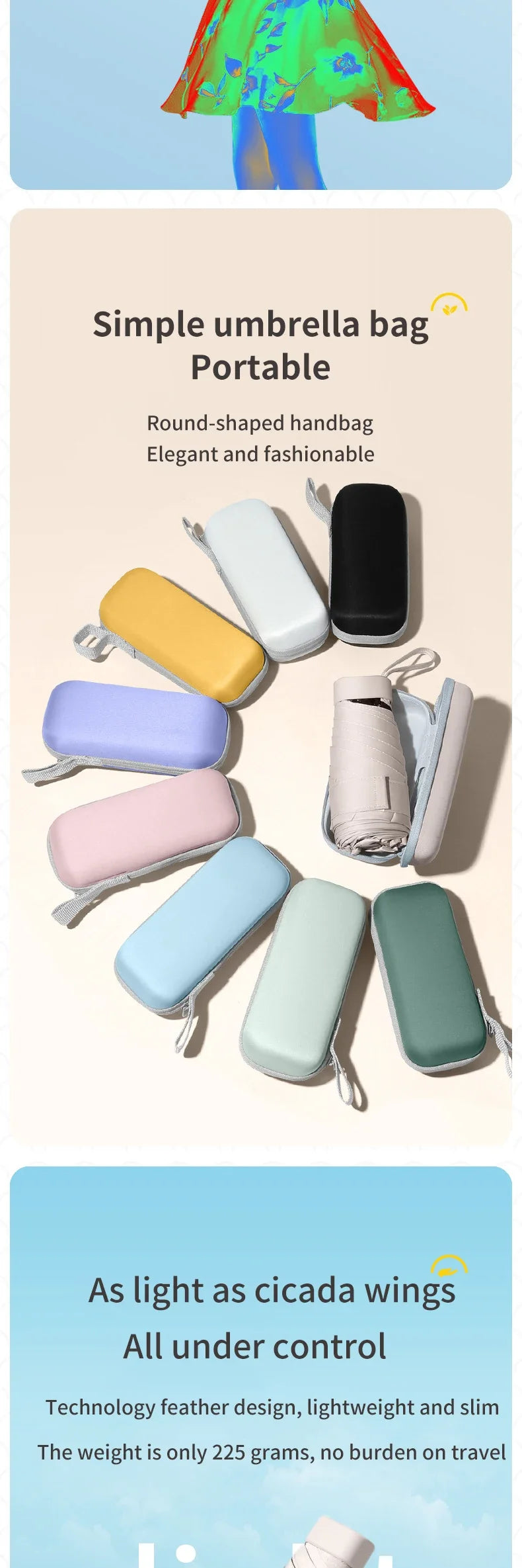 Solid Color Capsule Box Folding Travel Umbrella Sunny Rain Protection Portable Umbrella