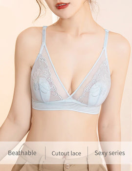 Women’s Lace Transparent Rabbit Ears Push-Up Bra – Soft, Thin, Wire-Free Bralette