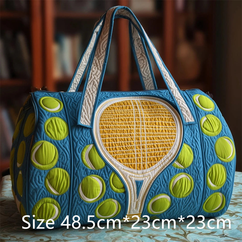 Tennis Racket 3D Printed Quilted Duffel Bag Large Capacity Sports Travel Gym Bag Fashion Weekender Overnight Bag for Men Women