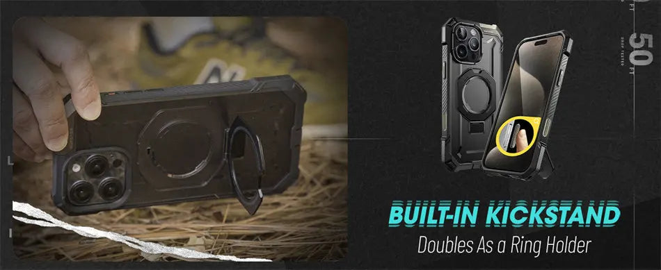 For iPhone 16 Pro Case with Camera Control Capture Button UB Grip Heavy Duty Rugged  Phone Case with Stand