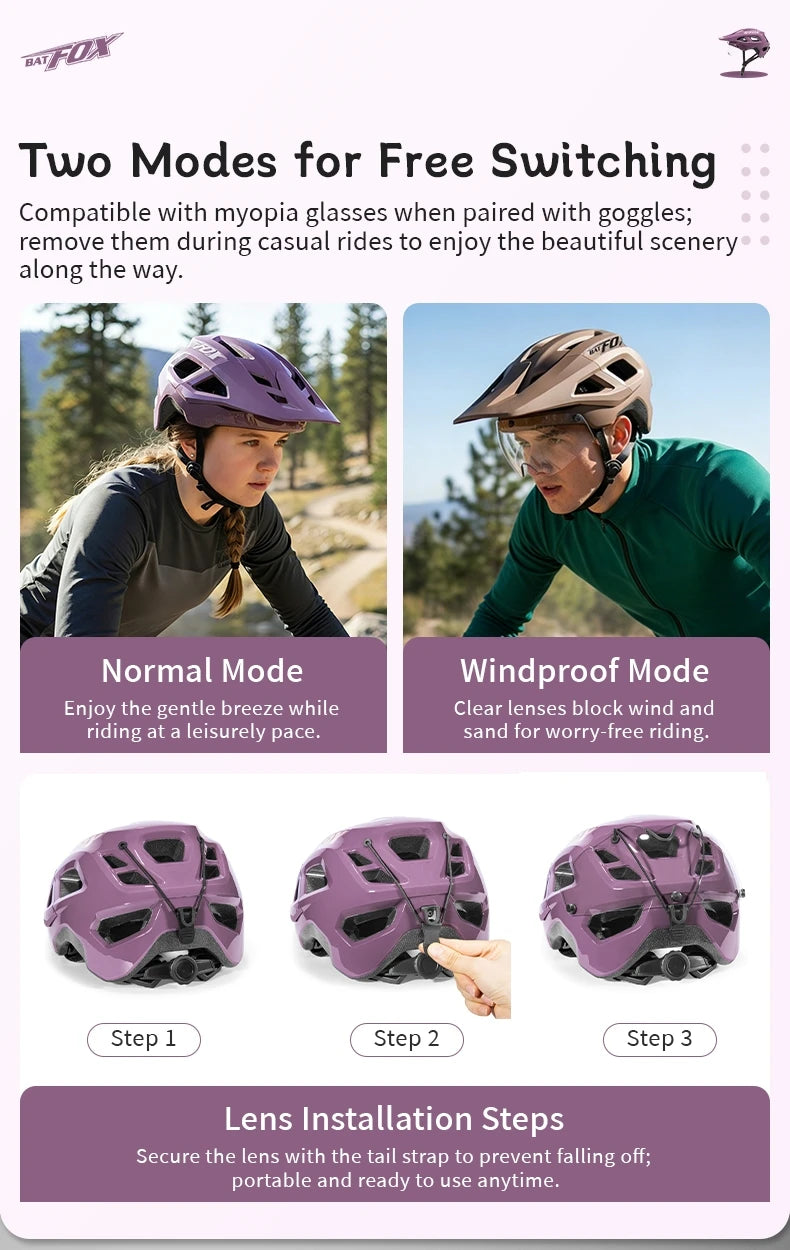Cycling Helmet With Magnetic Lens And Removable Lining
