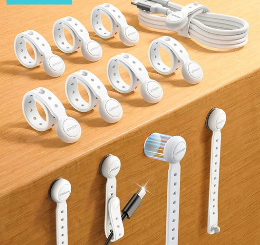 6/12PCS Magnetic Cable Management Ties Wire Organizer 11cm Cable Holder Adjustable Hook & Loop Organizer Straps JR-ZS422