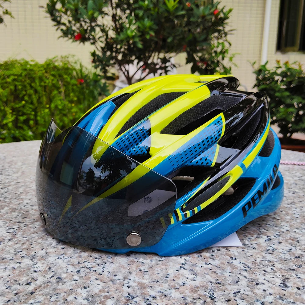 Cycling Helmet With Protective Goggles For Road And Mountain Bike