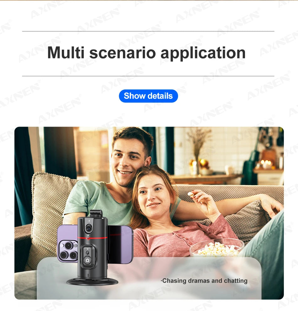 P02 360 Rotation Follow-up Gimbal Stabilizer Monopod Desktop Tracking Gimbal with Remote for Phone Live Photography