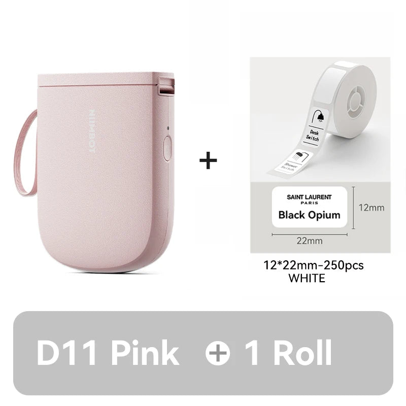 D11 Mini Thermal Label Printer 300DPI, Bluetooth Wireless Inkless Sticker Maker, Portable Label Printer for Android & iOS