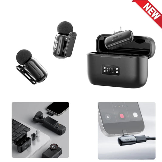 Mini Wireless Lavalier Microphone 100M Range Supercardioid Mic for iPhone Android