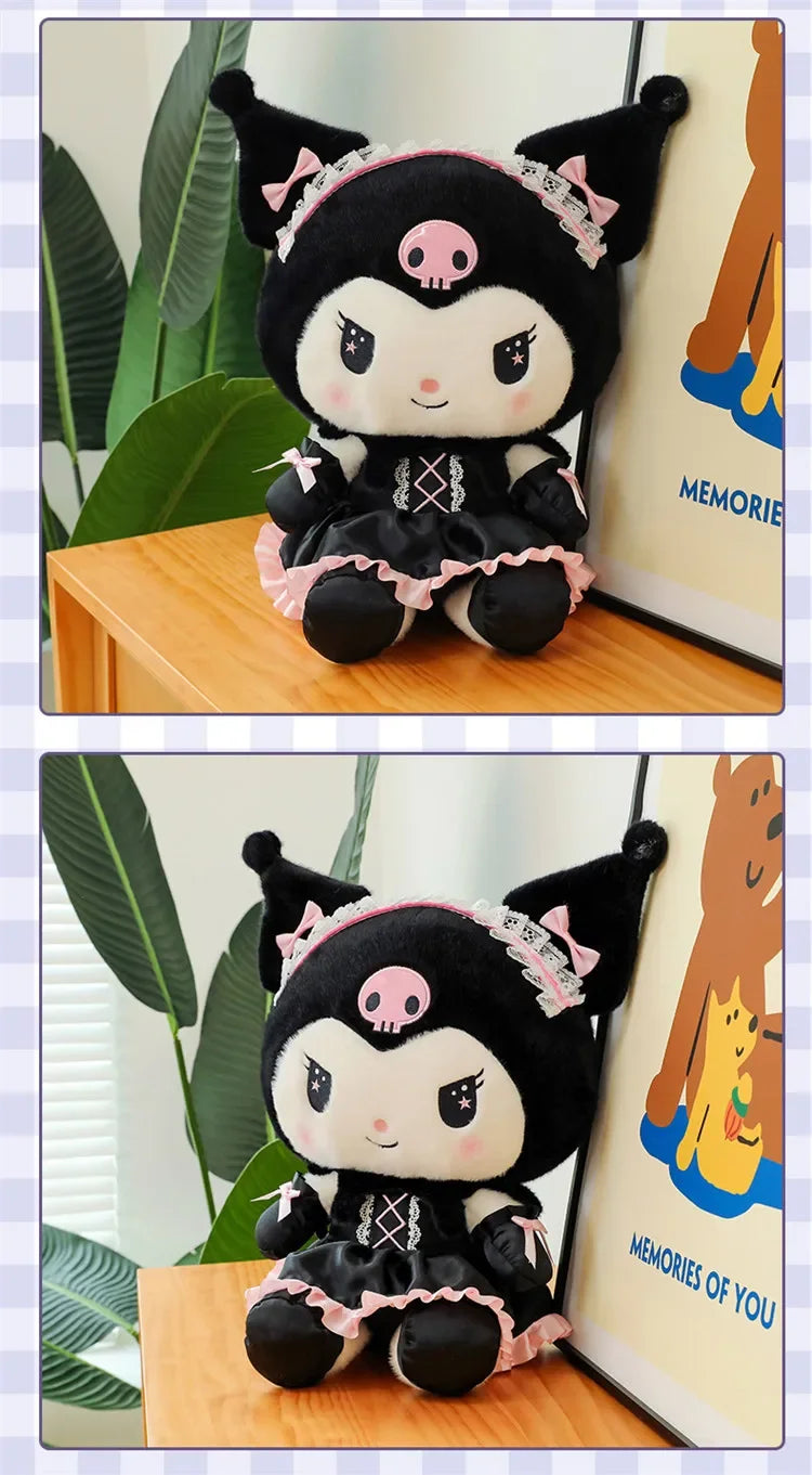 Hot Kawaii 60cm Dark Uniform Kuromi Plush Toy Cartoon Anime Sanrio Stuffed Doll Cute Kuromi Pillow for Kids Birthday Xmas Gift