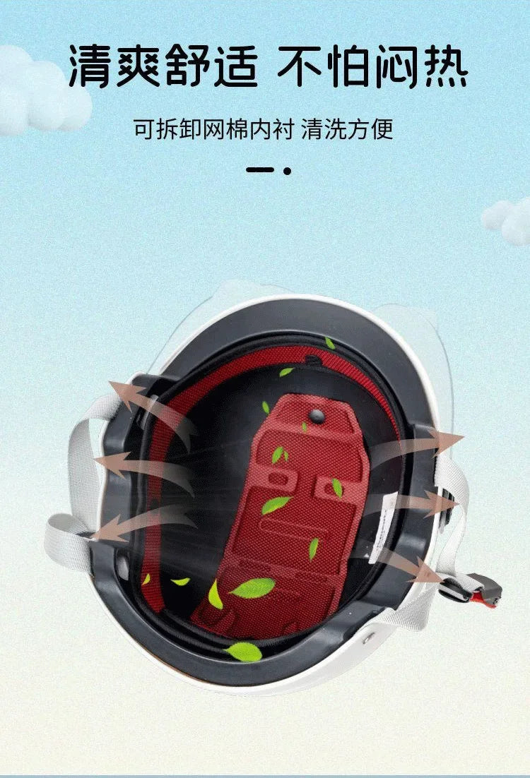 Bicycle Helmet Men's and Women's Adult  Cartoon Bicycle Motorcycle Half Helmet with Goggles