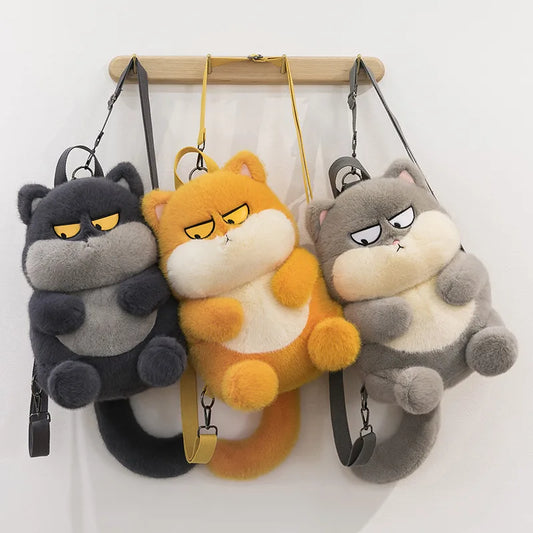 Kawaii Cat Plush Backpack Soft Stuffed Doll