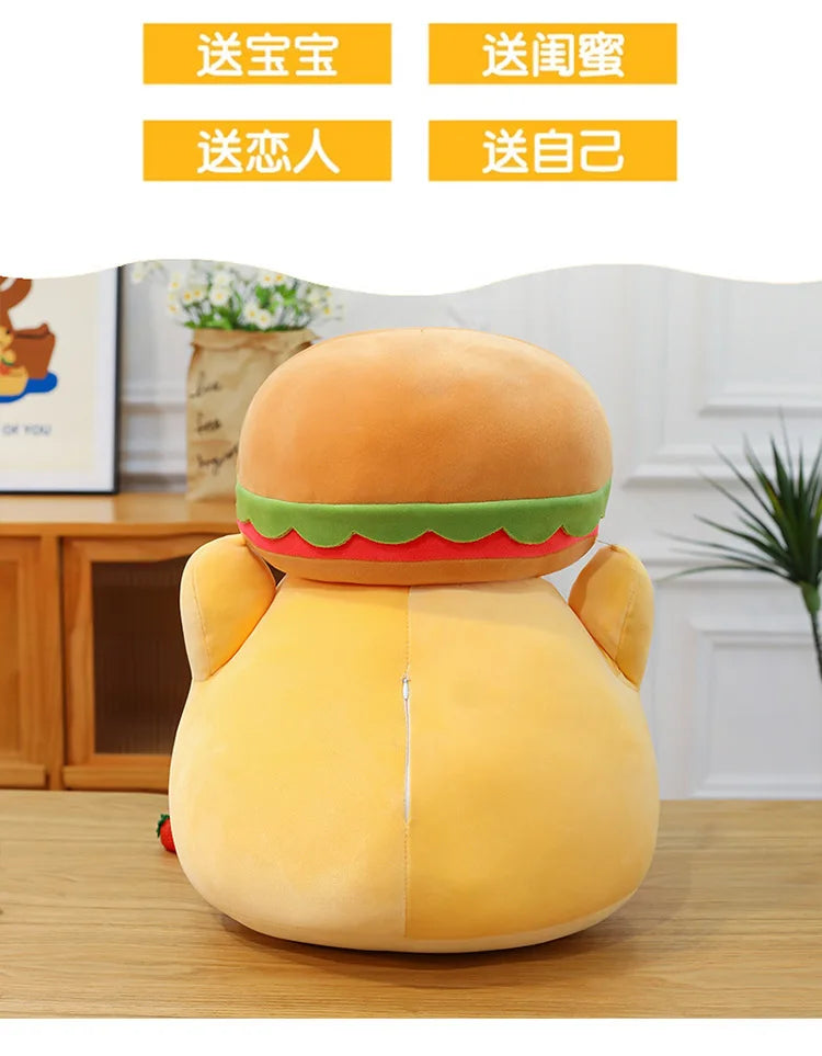 Cartoon Burger And Chicken Plush Toy Soft Throw Pillow