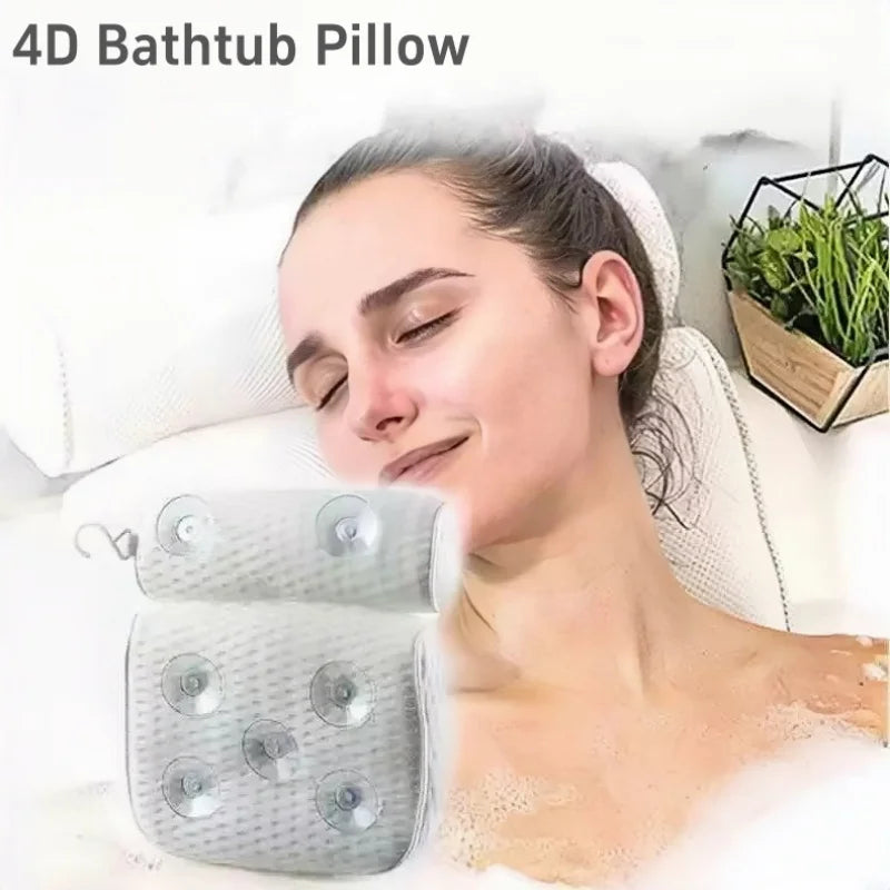Universal 4D Bathtub Pillow Household Bath SPA Massage Pillows 7 Suction Cup Non-slip Bath Back Pillow Bathroom Accessories