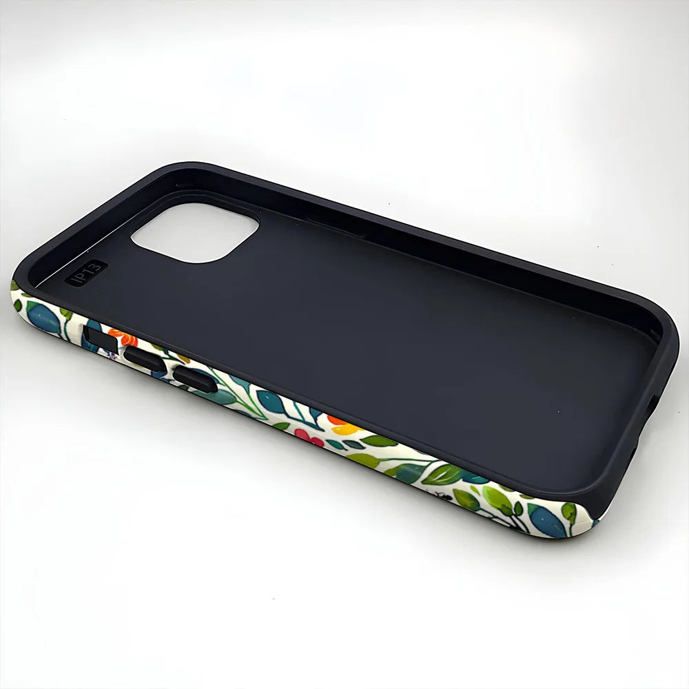 Flower Flora Green Leafs 2 in 1 Phone Case for iPhone 16 15 Pro Max 16 Plus Double Deck Shockproof Protective Cover