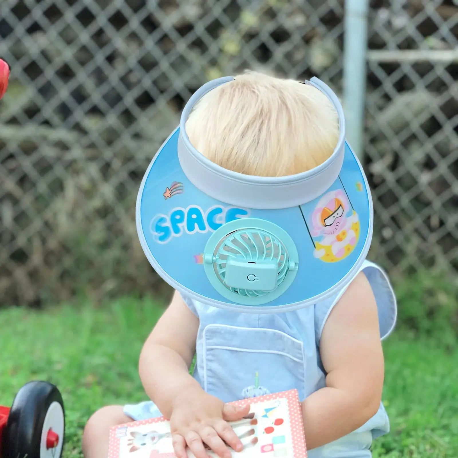 Sun Visor Hat with Fan Adjustable Elastic Buckle Large Brim Breathable USB Powered Beach Hat for Kids Portable Cooling Fan Hat