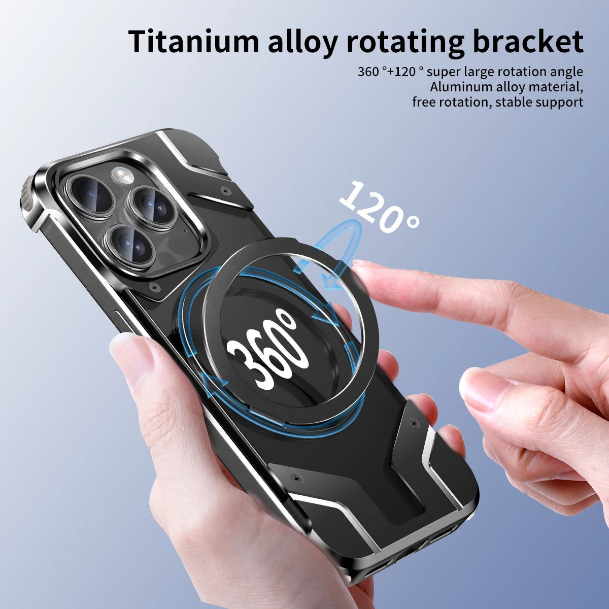 Luxury Metal 360 ° frameless Phone Case For Samsung S 24 23 Ultra Transparent Rotating Bracket Anti Drop Airbag Phone Case