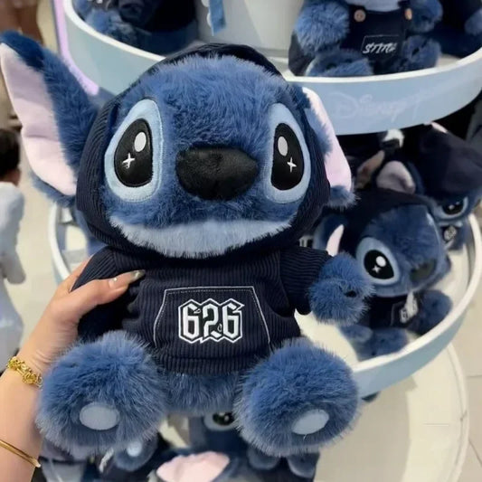 Disney Stitch Plush Doll Cute Anime Stuffed Toy with Overalls Birthday Gift for Boys Girls Home Room Decoration Accessories
