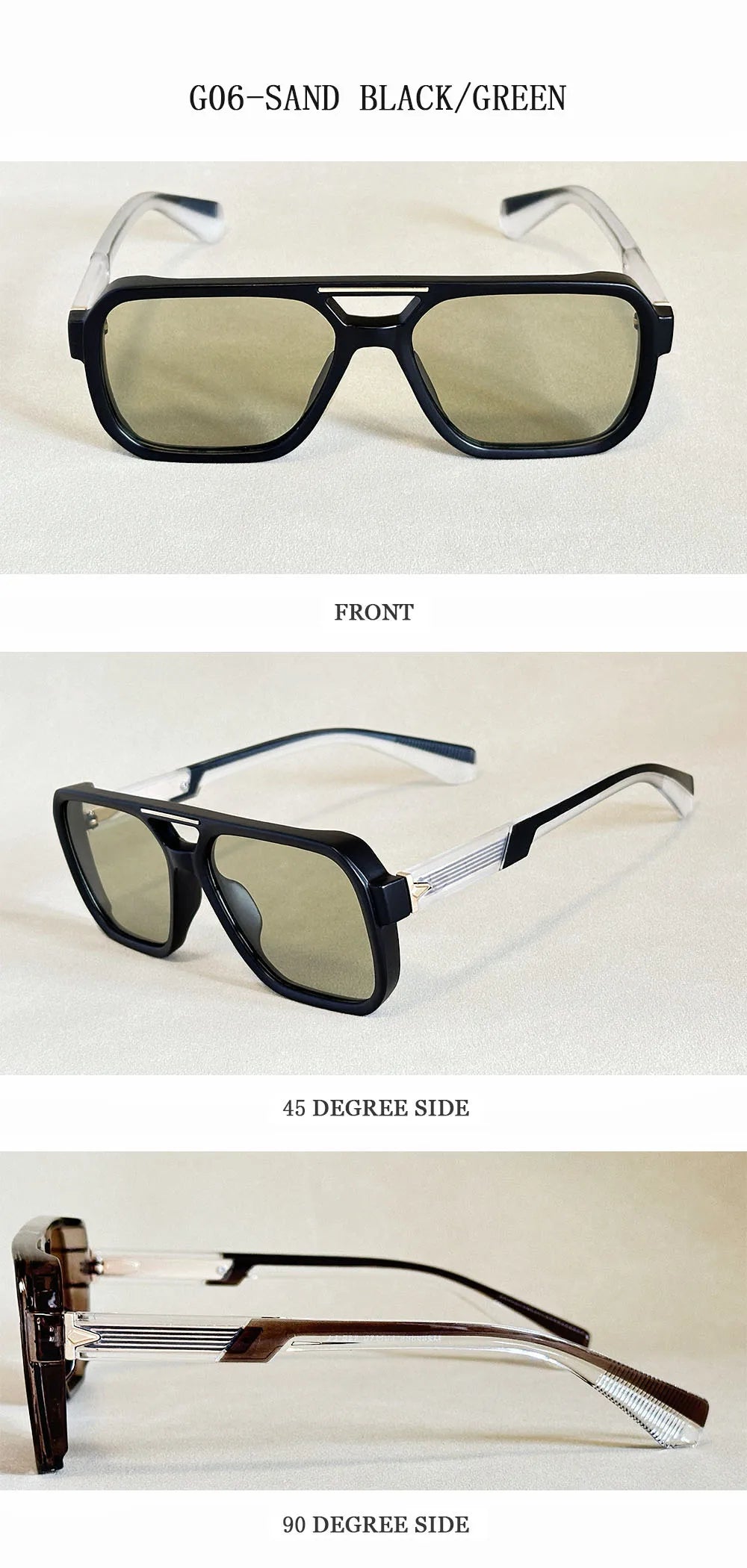 Square Frame Vintage Sunglasses With UV400 Protection