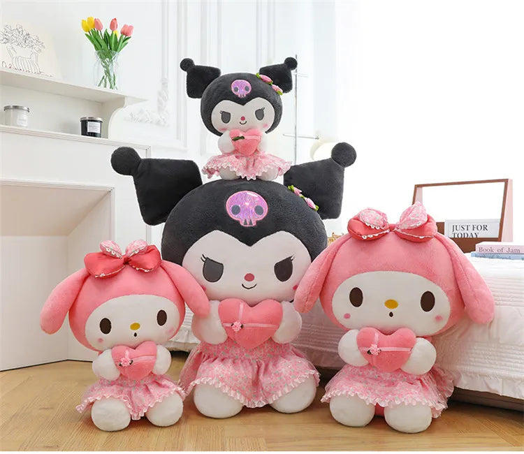 Kawaii Hello Kitty Plush Toy Cute Filled Doll for Kids Birthday Gift Lovely My Melody Kuromi Floral Stuffed Animal Soft Large