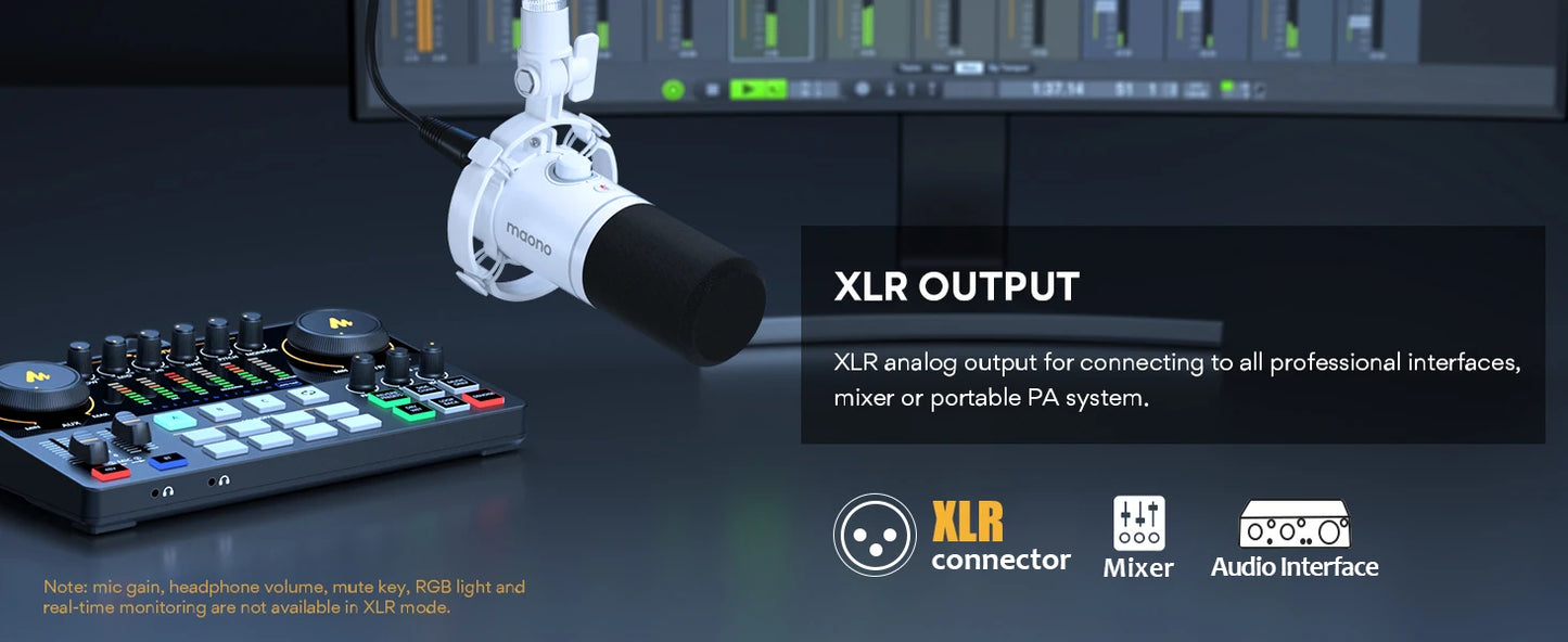 PD200X RGB Gaming Microphone Dynamic Microphone USB/XLR Dual Mode Microphone Podcast Mic RGB USB Gaming Mic XLR Mic
