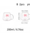 2pcs Bowknot Double Wall Glass Cup Set Coffee Mug Heat-resistant Espresso Cup Thermo Insulated Cup For Cappuccino Tea Drinkware
