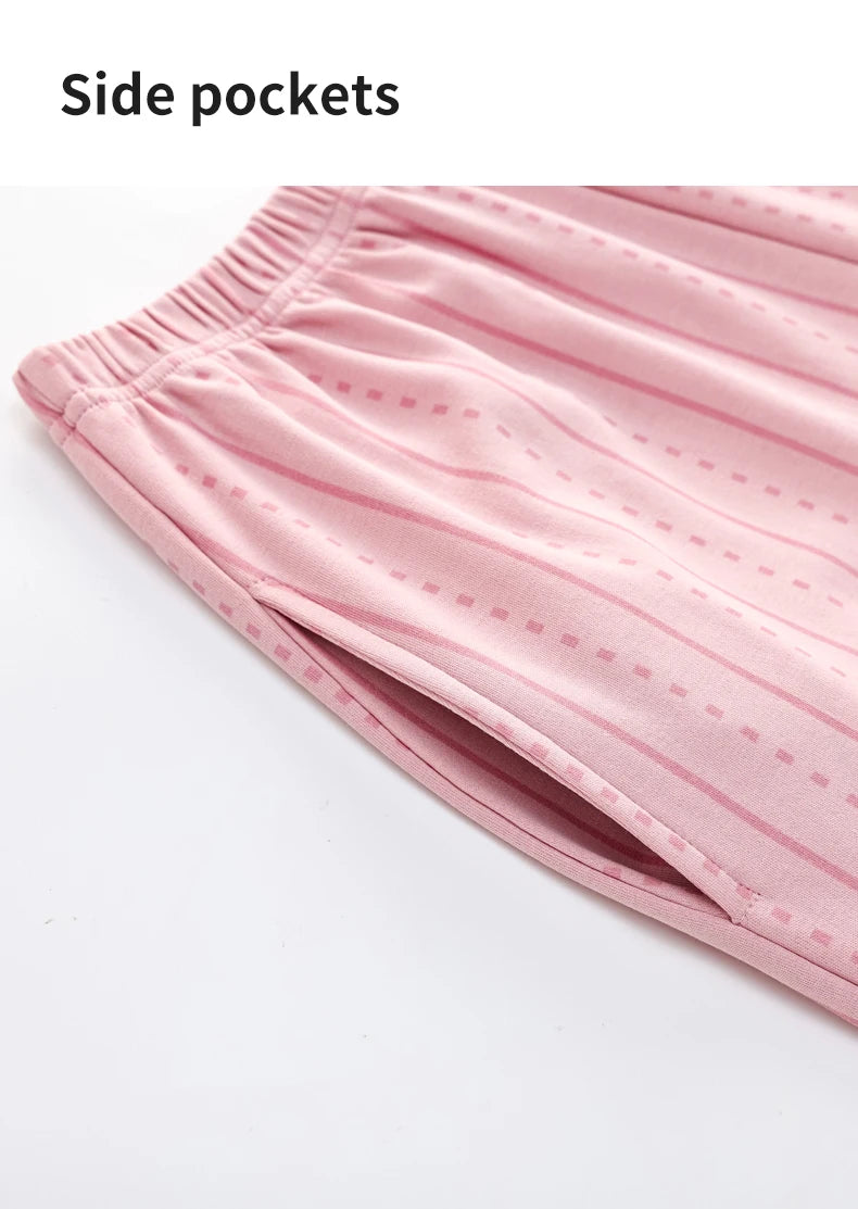 Women’s Winter 100% Cotton Pajama Set – Loose Fit, Turn-Down Collar, Long Sleeves, Cute Pink