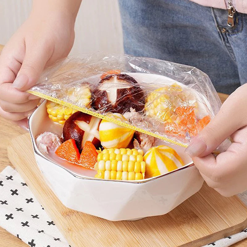 Reusable Disposable Food Cover Colorful Elastic Plate Fruit Cover Lids Fresh-keeping Food Wrap Bags Covers Kitchen Accessories