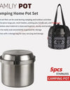 A Style Outdoor Stainless Steel 5pcs Camping Tourism Family 5L Portable Picnic Soup Frying Steaming Household